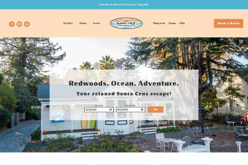 Santa Cruz Hostel website. Redwoods, ocean, adventure! Book a room for your relaxed Santa Cruz escape.